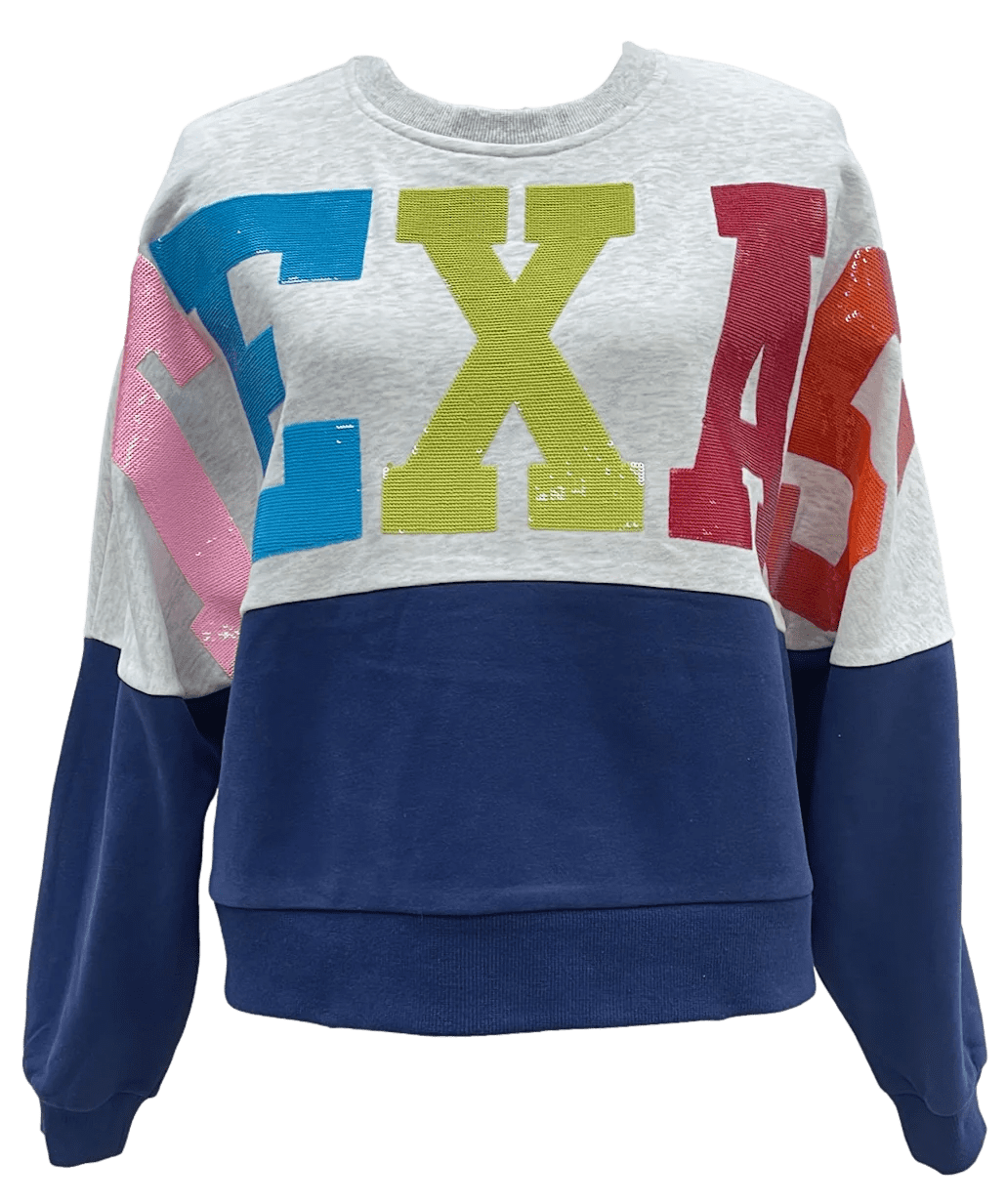Texas Queen Colorblock Sweatshirt Hoodie with Hem Raw Edge Edgy Unfinished