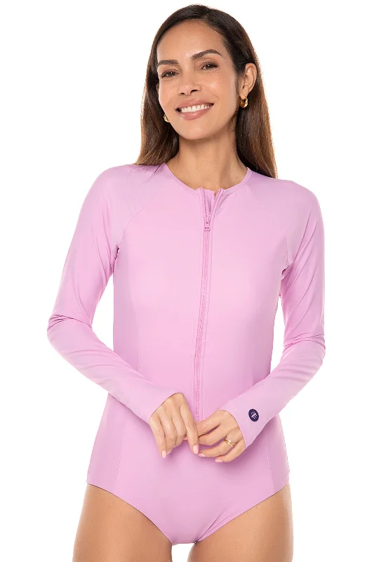 Women's Escalante Long Sleeve Swimsuit  | Peony Pink Sleek Mesh Bikini