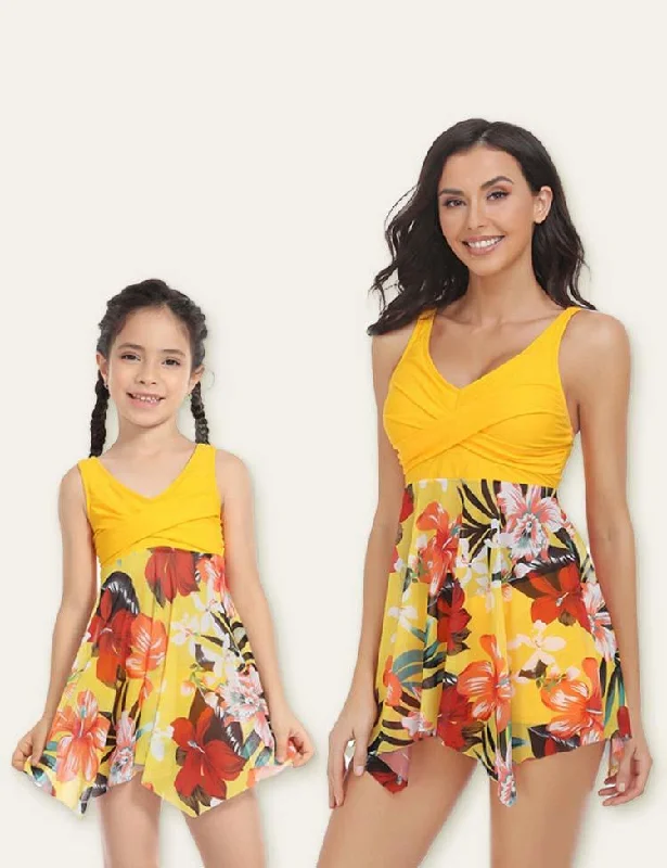 Floral Printed Family Matching Swimsuit Classic One-Piece