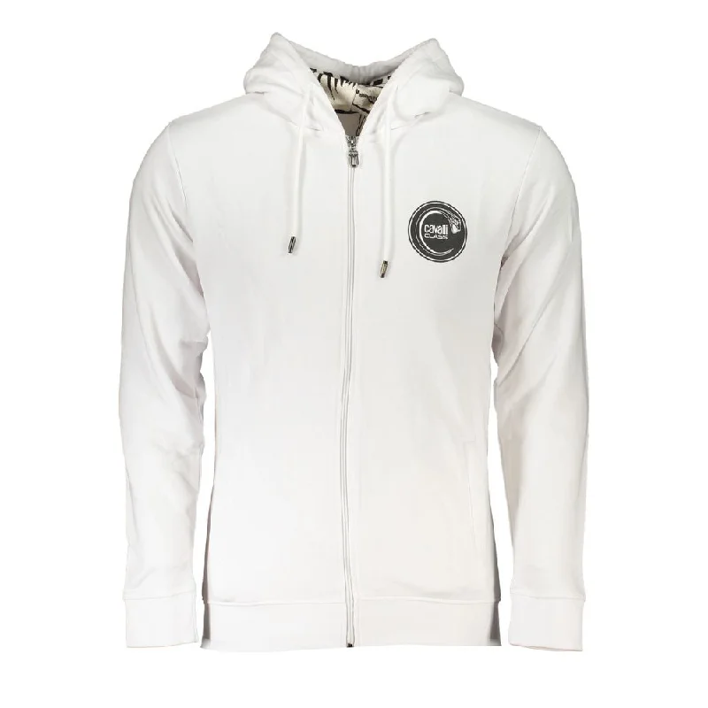 White Cotton Men Sweatshirt Hoodie with Tied Waist Feminine Flattering