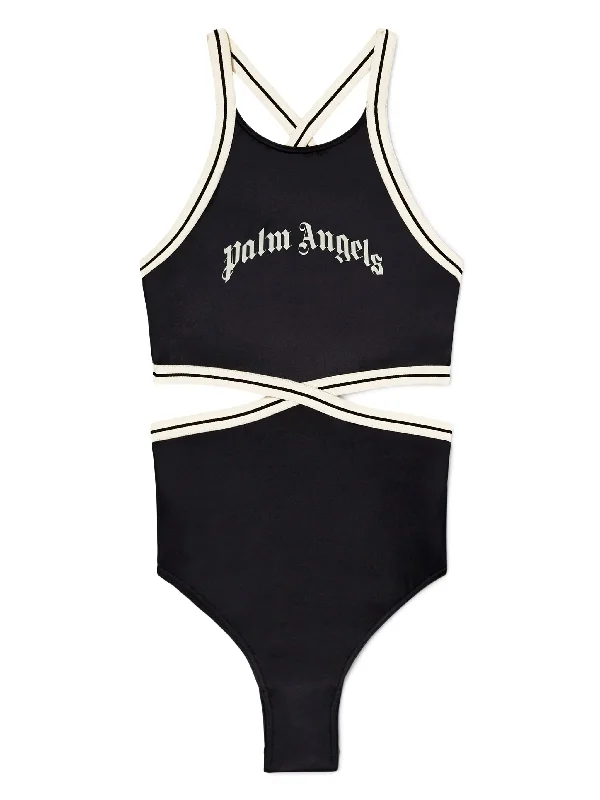curved-logo swimsuit Cross-Back Bikini