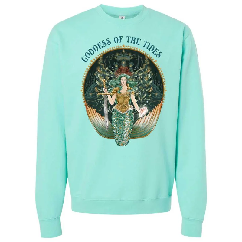 Goddess Of The Tides Crewneck Sweatshirt (Mint) Hoodie with Elastic Waist Stretchable Comfortable Goddess Of The Tides Crewneck Sweatshirt (Mint) Hoodie with Elastic Waist Stretchable Comfortable