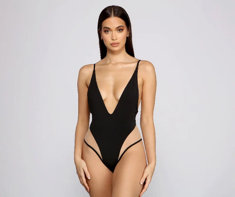 Hey There Señorita One Piece Mesh Swimsuit Elegant Ruffle Swimsuit
