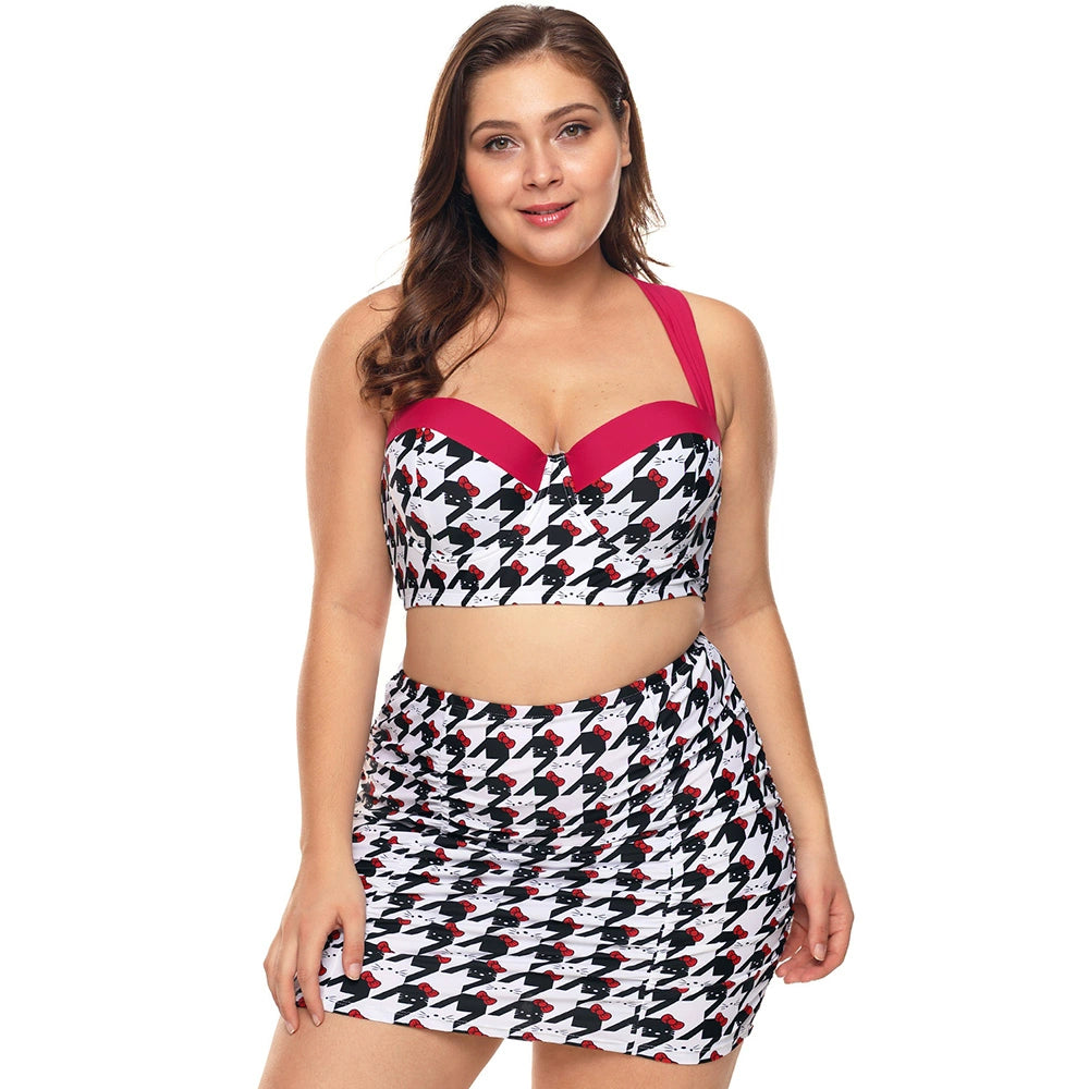 Plus Size Hot Spring Separate Swimsuit - Women's Mesh Panel Swimwear