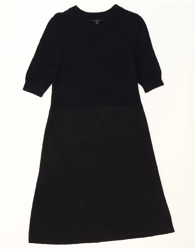 COS Womens A-Line Dress UK 12 Medium Black Colourblock Cotton Bodycon Club Sequined
