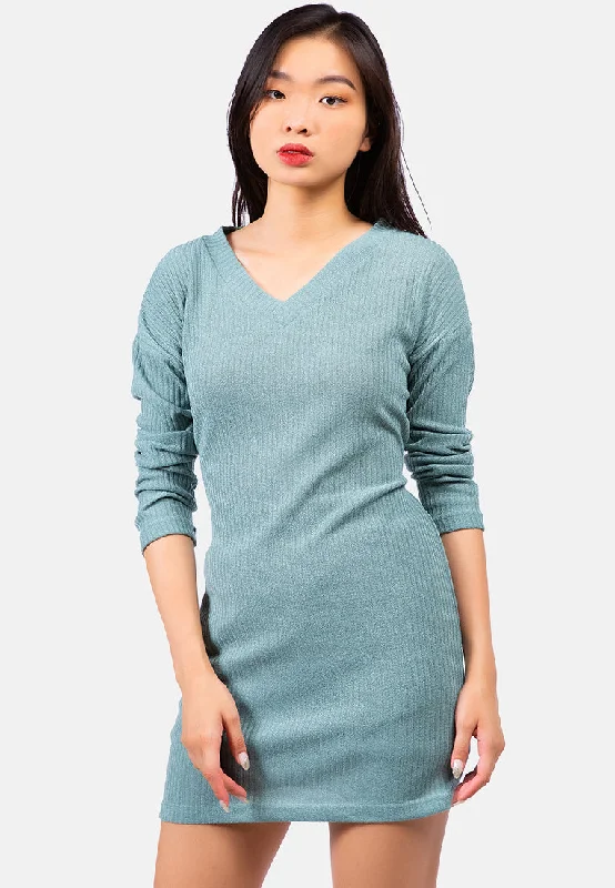 Bodycon Tie Behind Knit Dress Floral Print girly