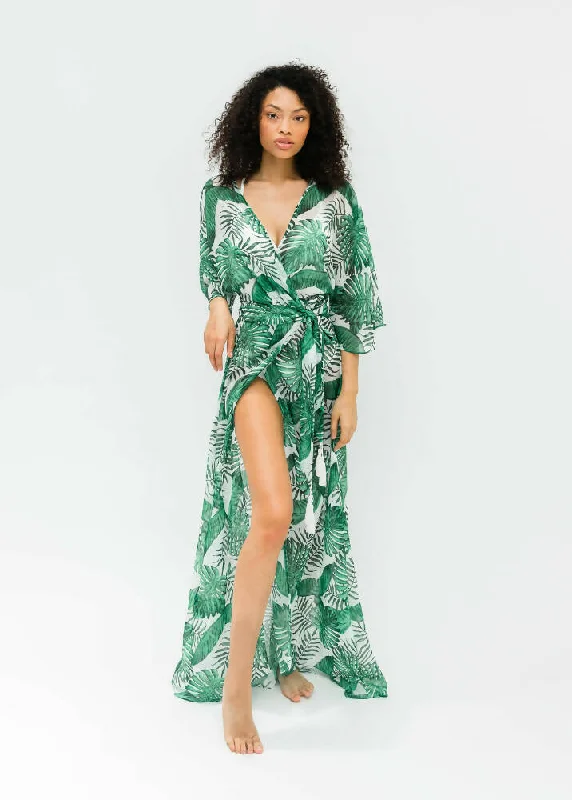 Liv Wrap Palm Swimsuit Coverup Luxury Swimsuit Style
