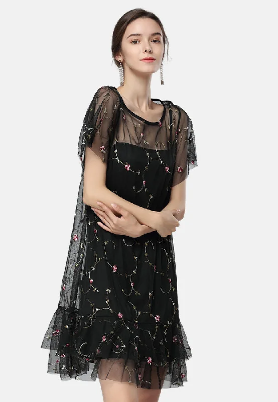 Embroidered Tulle Dress Tunics Polka dots