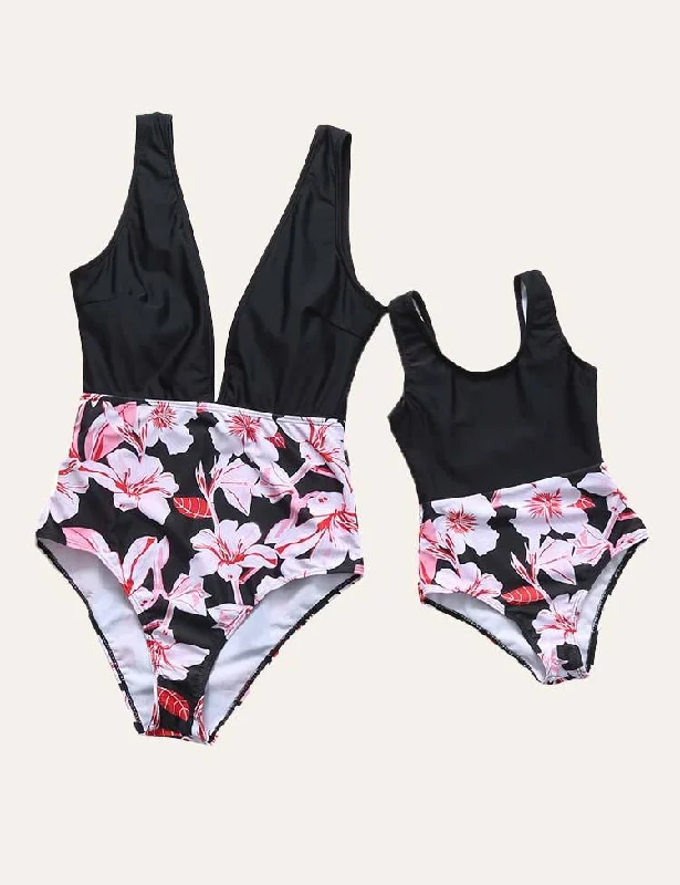 Floral Family Matching Swimsuit Elegant Ruffled Bikini