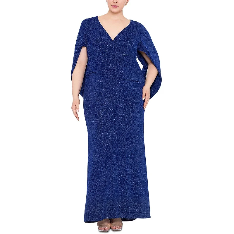 Womens Metallic Maxi Evening Dress Tunics Luxurious high-end