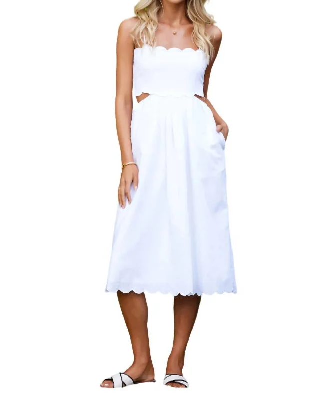 Scalloped Cutout Dress In Shell Tunics Velvet soft