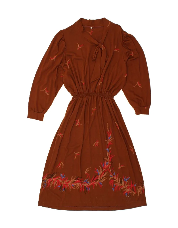 VINTAGE Womens Long Sleeve Jumper Dress UK 18 XL Brown Acrylic Boatneck Modish Everyday VINTAGE Womens Long Sleeve Jumper Dress UK 18 XL Brown Acrylic Boatneck Modish Everyday
