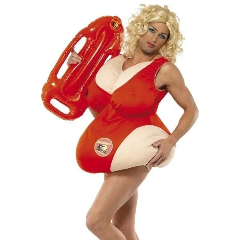 Baywatch Costume Adult Padded Red Swimsuit Adjustable Swim Top