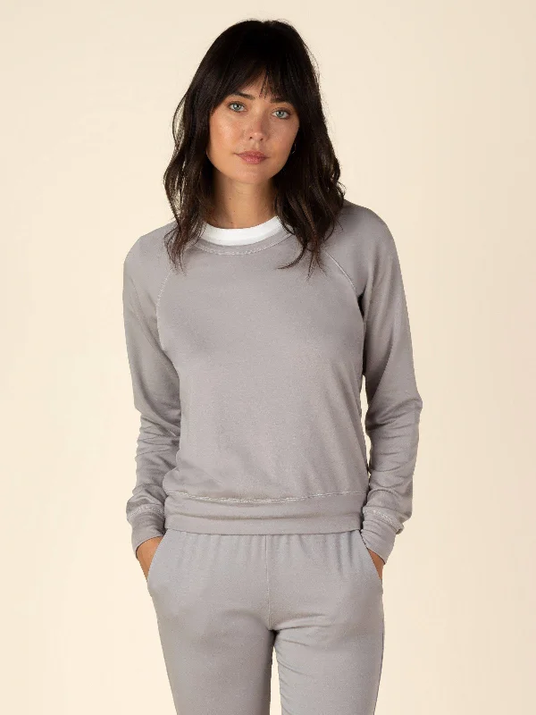 French Terry Raglan Sweatshirt (Ice Grey) Hoodie with High Neck Warm Protective
