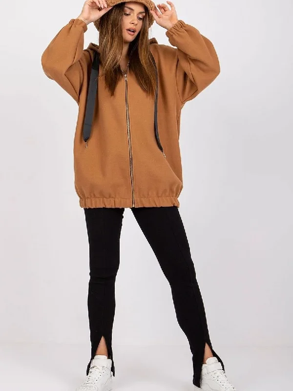 Sweatshirt Italy Moda Hoodie with Frayed Bohemian Relaxed