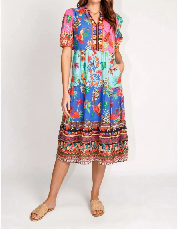 Amazon Midi V-Neck Dress In Multi Turtleneck Neckline Stylish