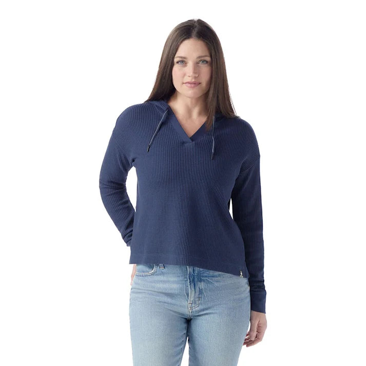 Smartwool Women's Waffle Hoodie Hoodie with Contrast Stitching Detailed Premium