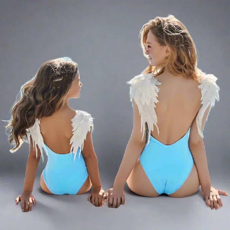 Matching Angel Wings Swimsuit for Mother & Daughter – Elegant One-Piece Bathing Suit Ruffled Swimsuit Top Matching Angel Wings Swimsuit for Mother & Daughter – Elegant One-Piece Bathing Suit Ruffled Swimsuit Top