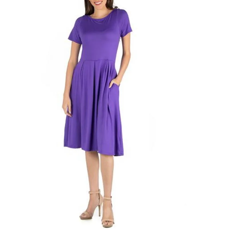 Plus Womens Knee-Length Short Sleeve Fit & Flare Dress Tunics Party sparkling