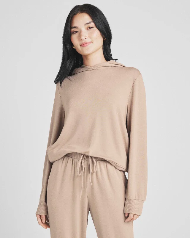 Modal French Terry LYR Hoodie Hoodie with Hem Lace Feminine Delicate