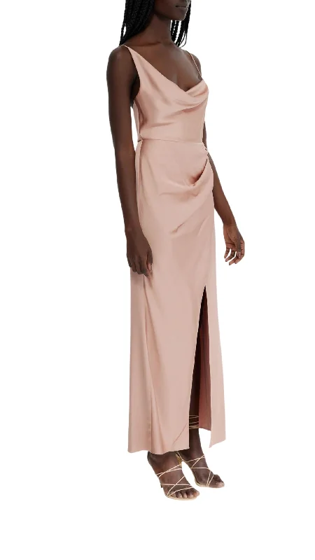 Aria Dress In Nougat Halter Neckline Beach
