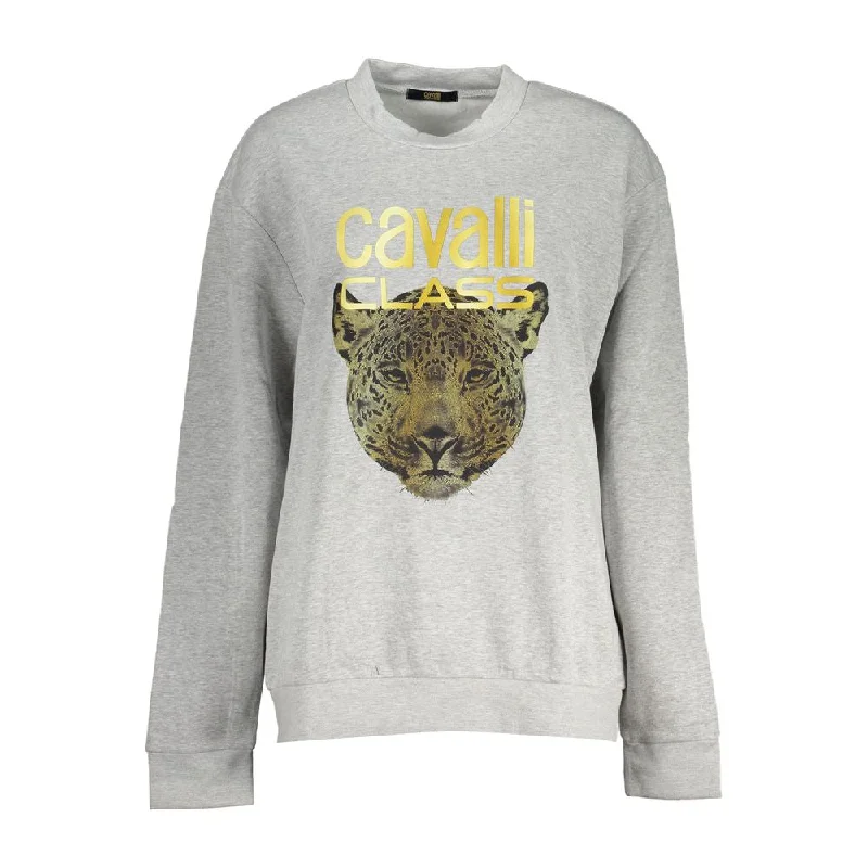 Chic Gray Crew Neck Fleece Sweatshirt Hoodie with Full-Zip Functional Layering