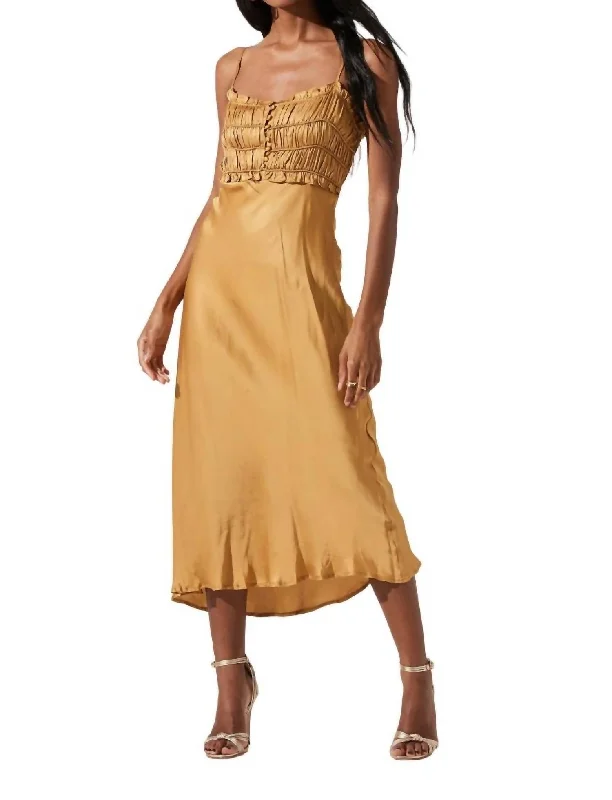 Zola Dress In Antique Gold Tunics Velvet soft