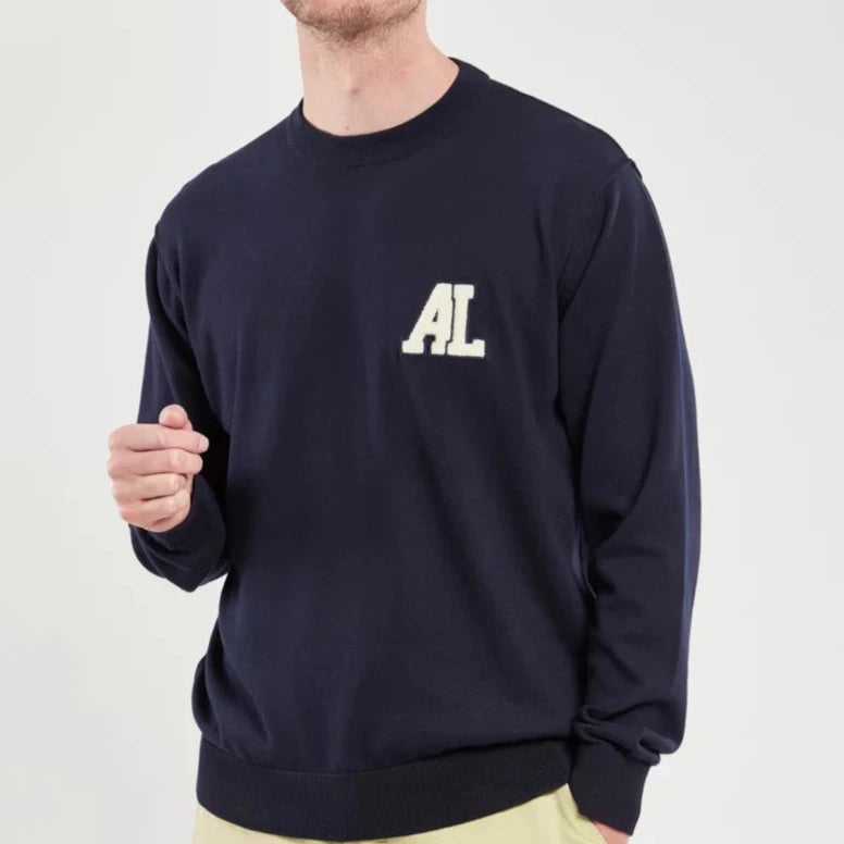Armor Lux - Knitted Sweatshirt - Marine Blue Hoodie Jacket Zipper Layering