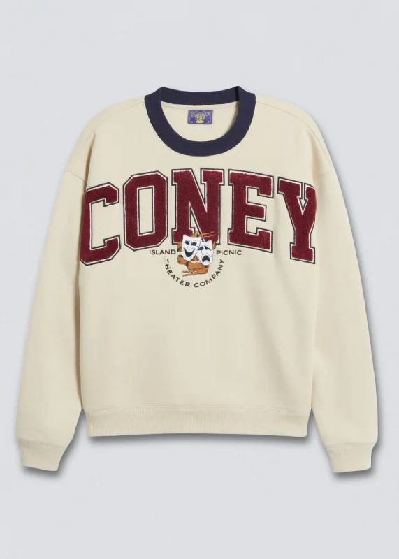 Theater Company Graphic Sweatshirt Hoodie with Front Slit Layering Stylish