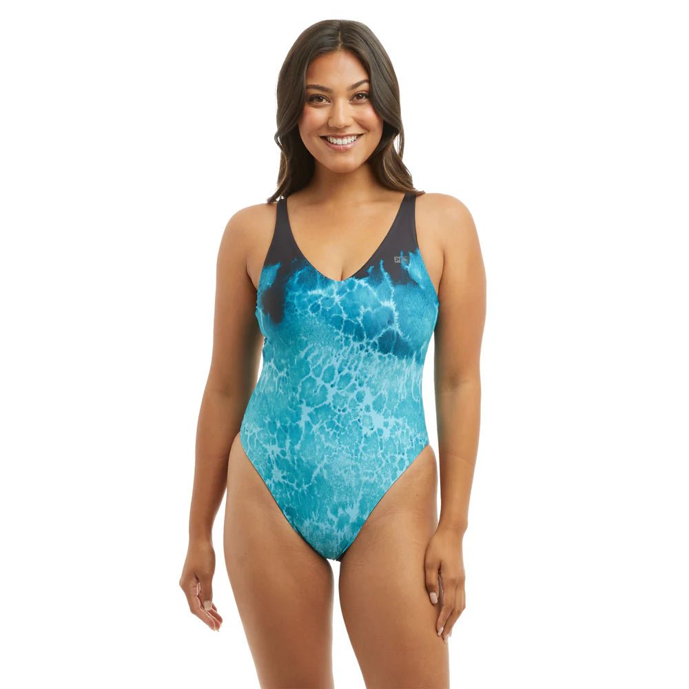 Pelagic Gear "Naples" Reversible One-Piece Swimsuit - Tahiti Blue Classic Monokini Design