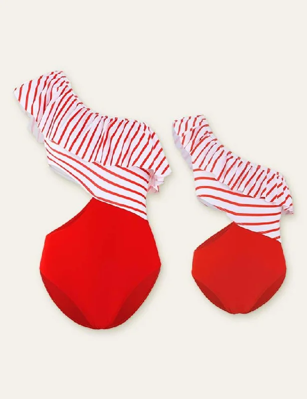 Striped Printed Family Matching Swimsuit Floral Swimwear Set