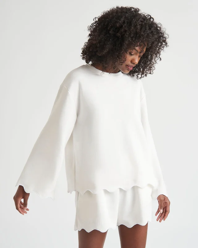 Nori Scalloped Sweatshirt Hoodie with Magnetic Closure Innovative Modern