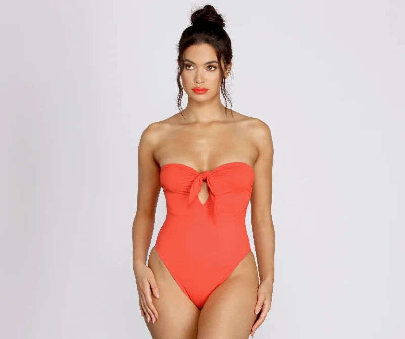 Sunkissed Tie Front One Piece Swimsuit Mesh Swimsuit Top