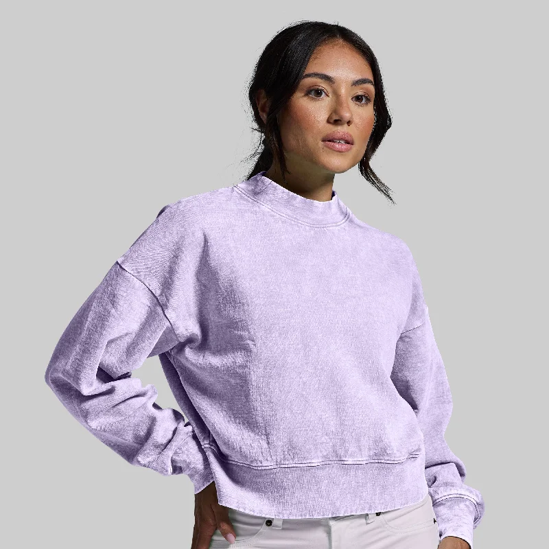 Good Karma Cropped Sweatshirt (Washed Orchid) Hoodie with Print Artistic Unique