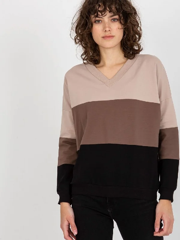 Sweatshirt Rue Paris Hoodie with Hem Contrast Bold Stylish