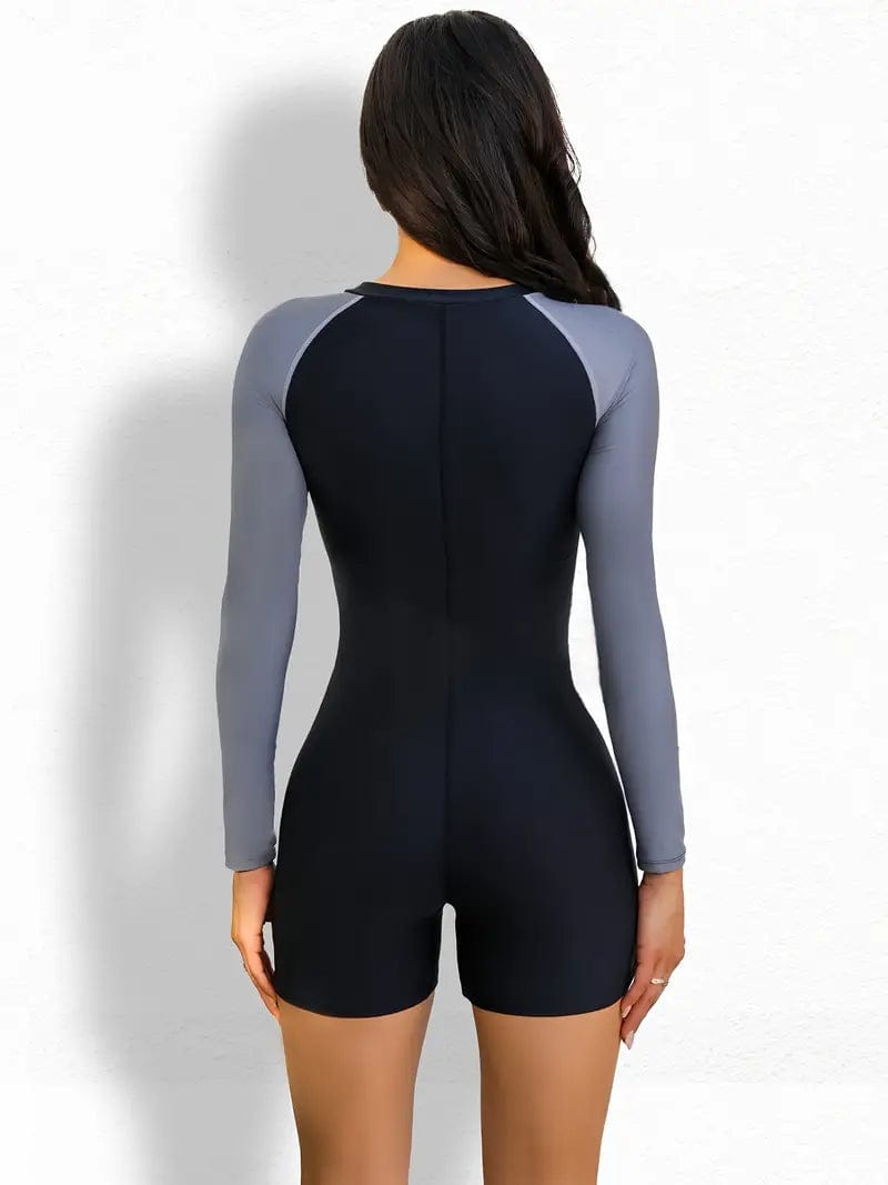 Women's Swimsuit, One-Piece, Color Block, Sleeveless Stylish Beachwear Set