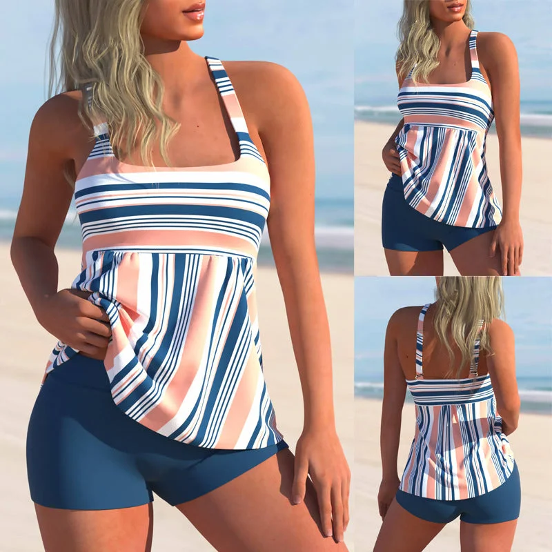 Sexy Striped Women Two Pieces Swimsuits Vintage Swimwear Look