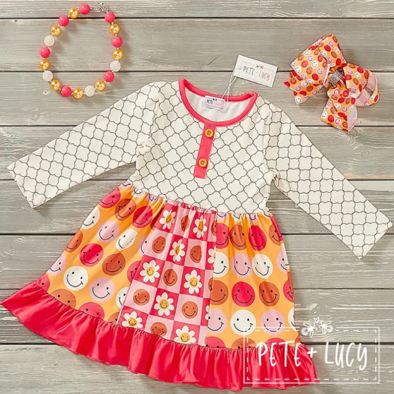 Pete + Lucy Smiley Face Dress Tunics Practical easy-care