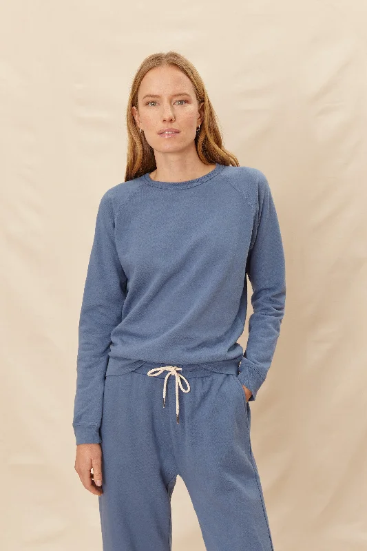 Maya Sweatshirt (Baltic) Hoodie with Distressed Vintage Worn