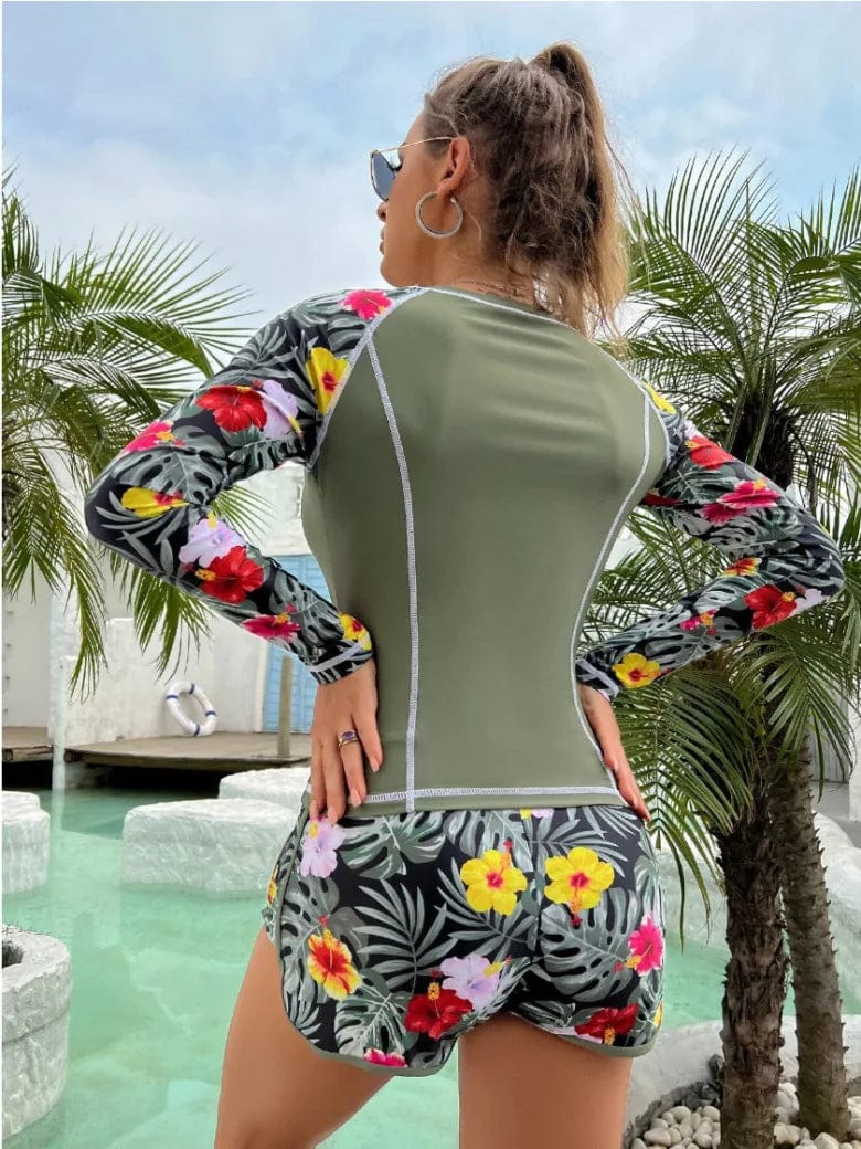 Long Sleeve Swimsuit for Surfing and Swimming Elegant Halter Bikini