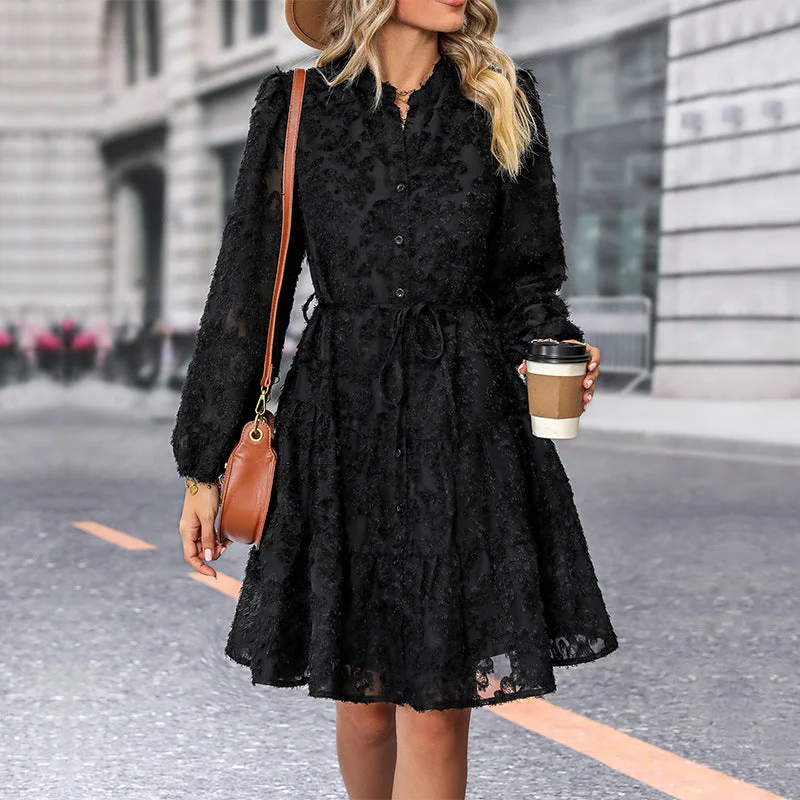 IKEARLAX New Hot Trade Black Skirt New Autumn New 2025 Jacquard Long Sleeve Cross-border Dress Tunics Yoga stretchy IKEARLAX New Hot Trade Black Skirt New Autumn New 2025 Jacquard Long Sleeve Cross-border Dress Tunics Yoga stretchy