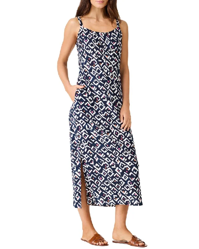 Nic+Zoe Indigo Angles Linen-Blend Dress Tunics Lace romantic