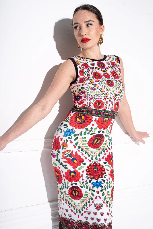 Qelin Heritage Matyó White dress Tunics Party sparkling