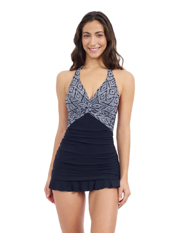 Profile By Gottex Plume V Neck Halter Swimdress One Piece Swimsuit Elegant Swim Dress Profile By Gottex Plume V Neck Halter Swimdress One Piece Swimsuit Elegant Swim Dress