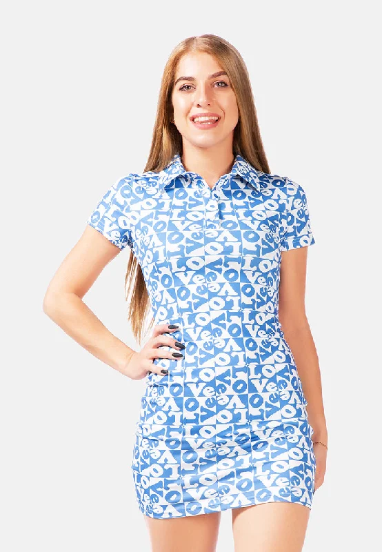 Printed Mini Bodycon Polo Dress Tunics New arrival