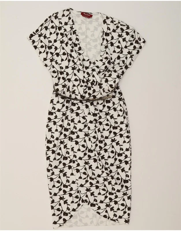 MAX MARA Womens Batwing Sheath Dress UK 12 Medium White Floral Viscose A-Line Day Work MAX MARA Womens Batwing Sheath Dress UK 12 Medium White Floral Viscose A-Line Day Work