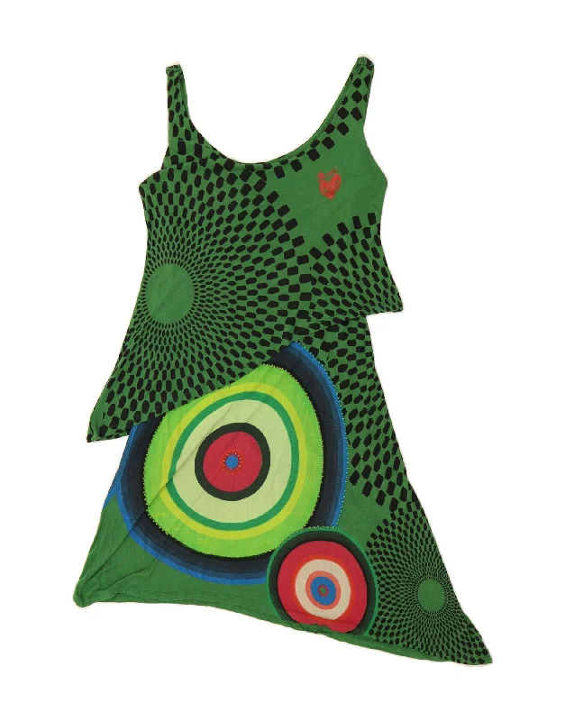 DESIGUAL Womens Sleeveless Tunic Dress UK 12 Medium Green Geometric Tunics Stylish elegant