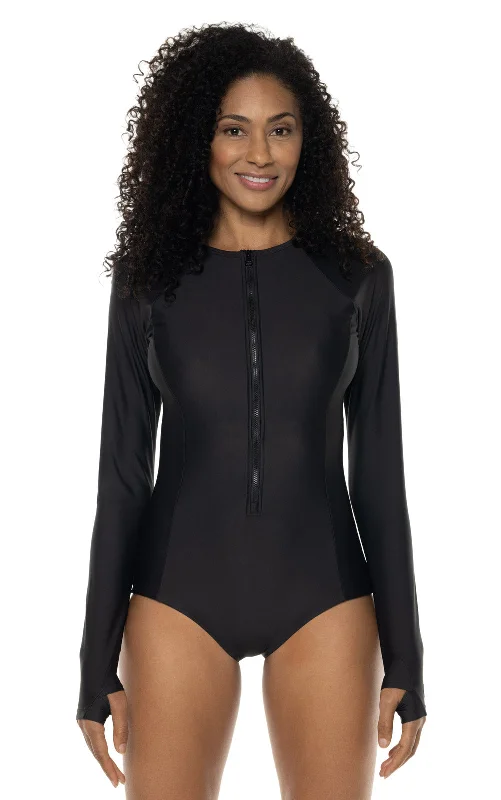 Women's Escalante Long Sleeve Swimsuit | Black Quick-Dry Swimsuit