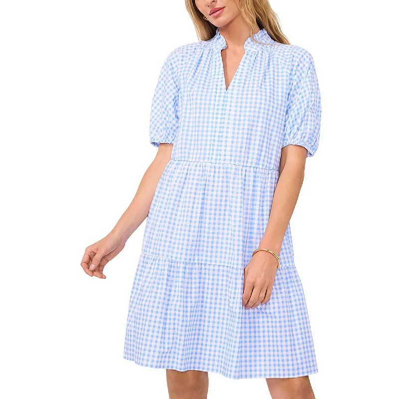 Womens Tiered V-Neck Shift Dress Shift Classic Vintage