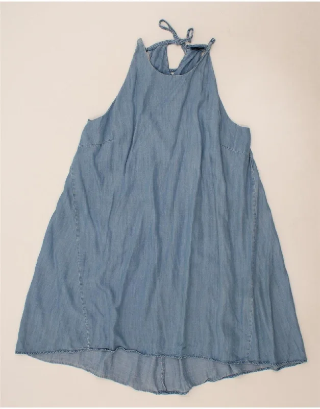 MOSSIMO Womens Halter Dress UK 20 2XL Blue Cotton Floral Print girly